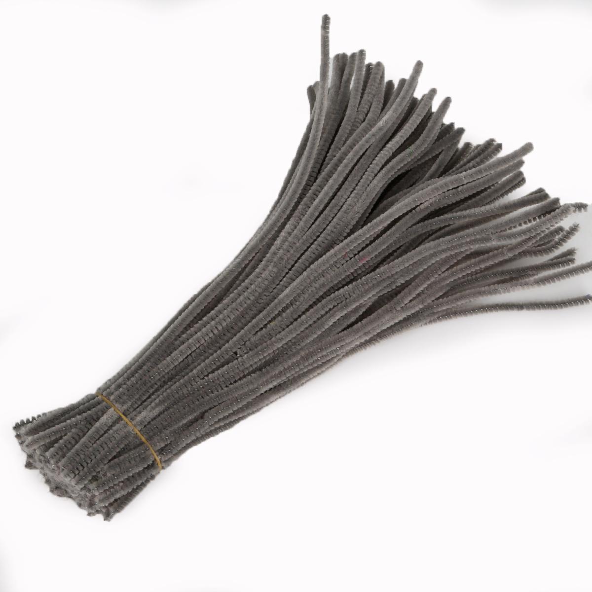 100 Stück Chenille-Stiele, Pfeifenreiniger, Kinder-Plüsch, Lernspielzeug, buntes Pfeifenreiniger-Spielzeug, handgefertigt, DIY-Bastelbedarf graue