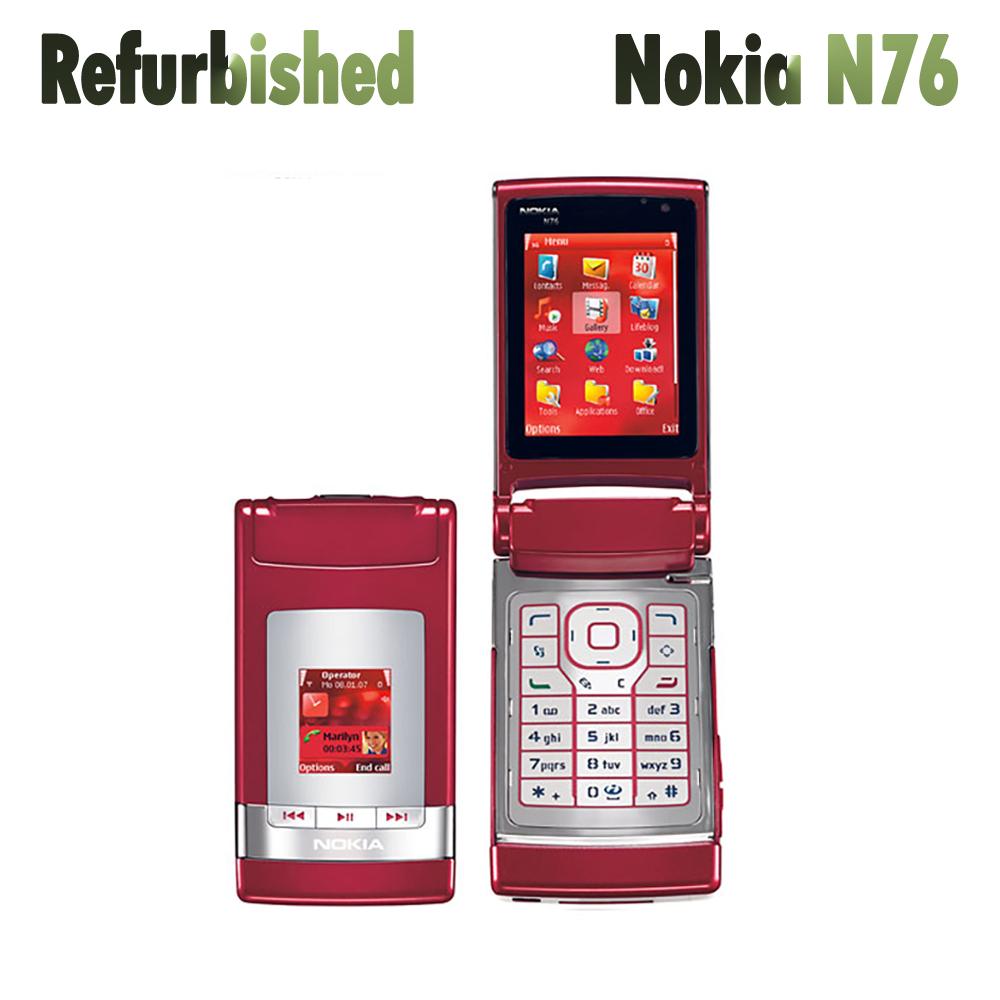 Generalüberholtes Nokia Entsperrtes Original Nokia N76 Entsperrtes Klapp-Mobiltelefon mit 1 SIM Simple Set schwarz