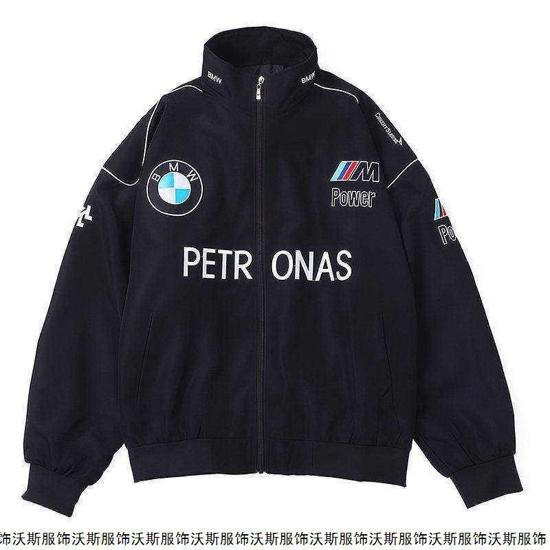 Herren Damen Motorrad Reitjacke Winddicht Lässig Baseball Stil Bestickt Oberbekleidung Medium black