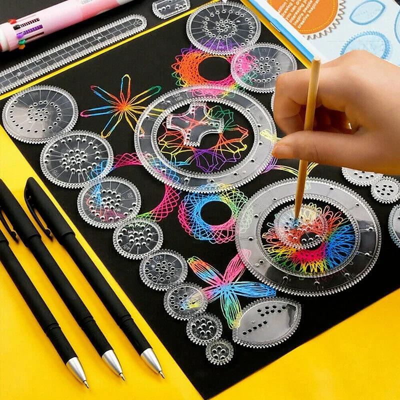 27-teiliges Set zum Zeichnen, Zeichnen, Zeichnen, Original-Spirograph-Design aus Blech, zum Basteln und Gestalten von Kinderspielzeug
