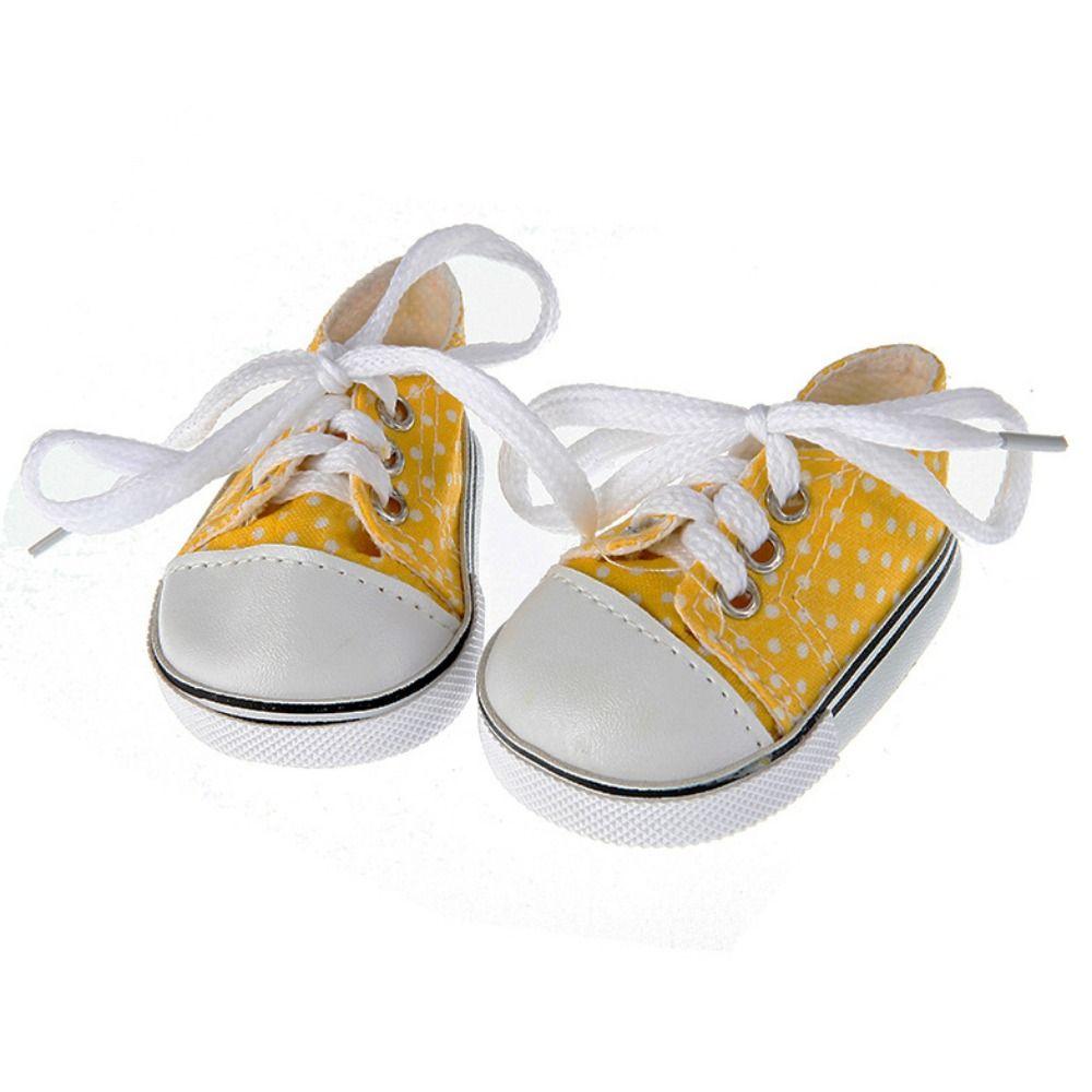 7CM Puppe Segeltuchschuhe Mini Puppe Turnschuhe Puppenzubehör BJD Puppenschuhe 43 Cm Baby Puppen stlye 2 gelb