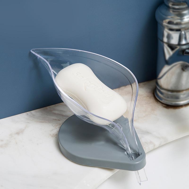 Mode Mode Badezimmer Home Living Lagerregal Seife Bar Schwamm Abtropfschale Aufbewahrungsbox Küche Seifenhalter Toilette Blattform Seifenkiste transparent