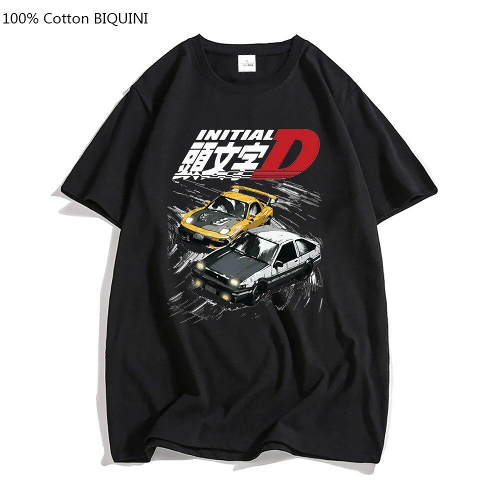 AE86 Japan Anime Initial D T-shirt Unisex Sommer Kühlen Kurzen Ärmeln T-shirt Casual Homme T Shirt Racing Drift Auto Grafik baumwolle T-shirt M