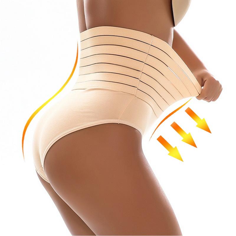 Damen High Waist Shaping Slips Atmungsaktiver Body Shaper Neue Schlankmachende Bauchweg-Unterwäsche Po-Lifter Nahtlose Slips Shapewear EMA L beige