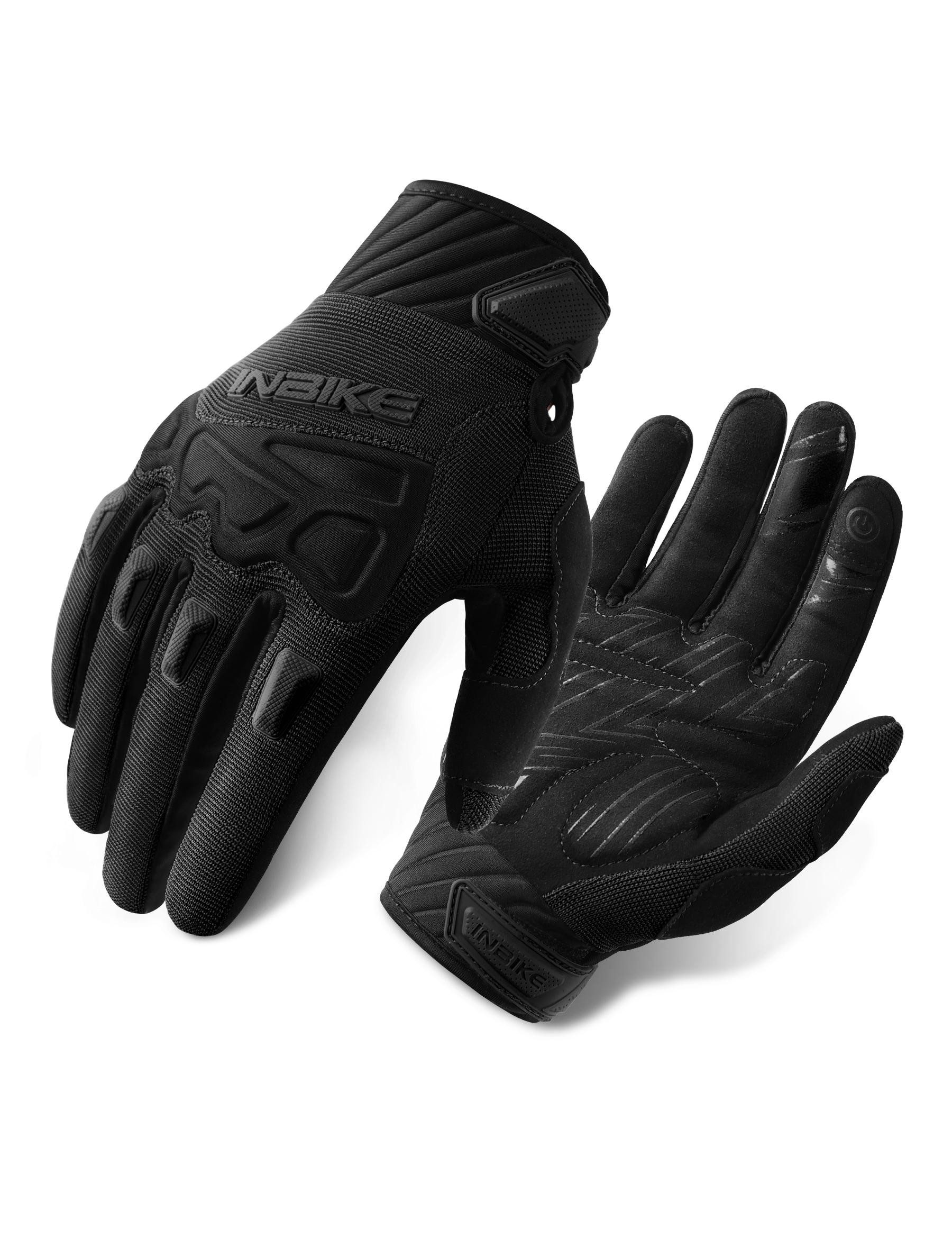 INBIKE Mountainbike-Handschuhe für Herren Knöchelschutz Gepolsterte Herren-Radhandschuhe Atmungsaktiv für MTB Motocross-Rennen Dirtbike S schwarz