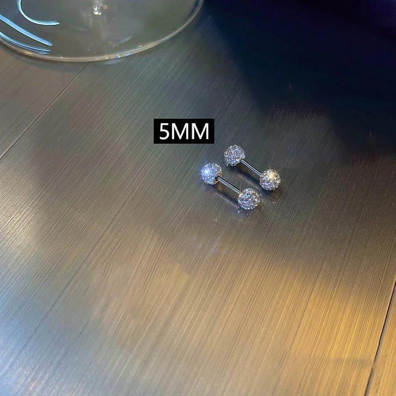 Trend Unisex Damen Herren Runde Kugel Kristall Zirkon Stecker Ohrringe Mode Glänzend Knorpel Piercing Zirkon Großhandel