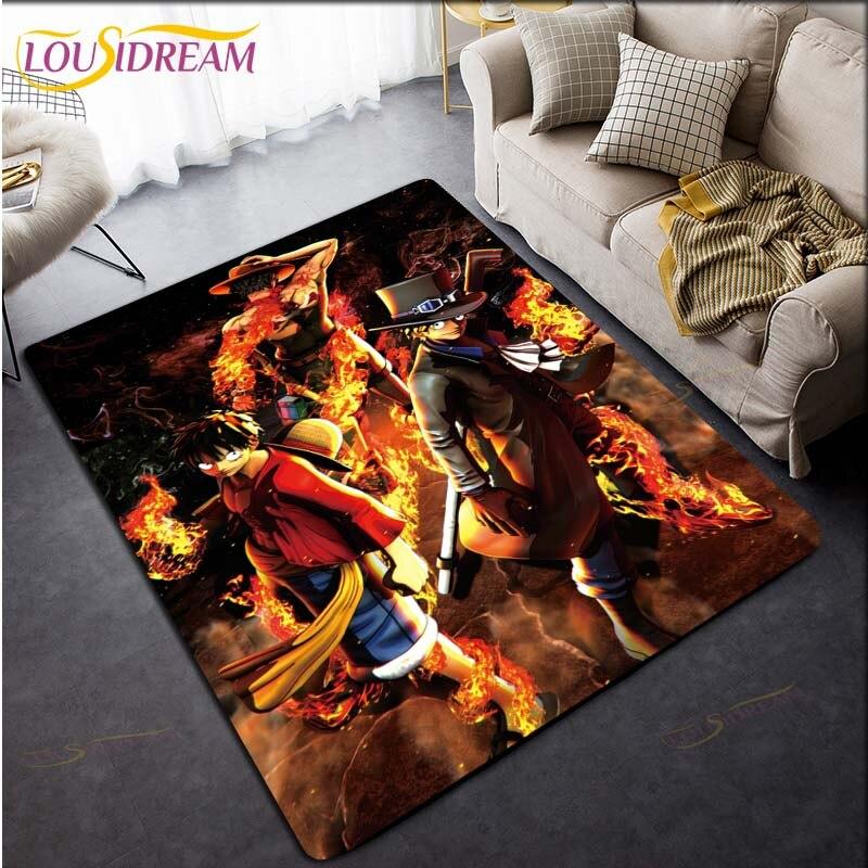 Anime One Piece Teppich Cartoon Teppiche Wohnzimmer Teetisch Matten Schlafzimmer Teppich Waschbare Fußmatten Haushaltsbereich Matte Geschenk 60cm x 90cm