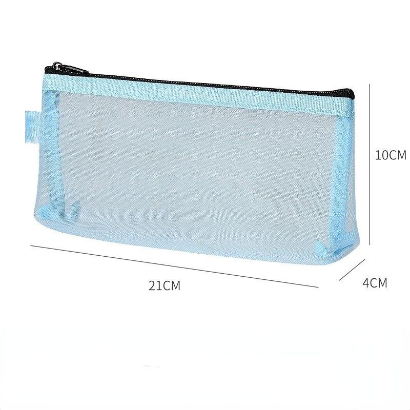 Frauen Mesh Transparent Kosmetik Tasche Weibliche Zipper Klar Schwarz Make-Up Tasche Reise Neceser Kulturbeutel Kosmetik Organizer Tasche Tasche 21*10*4cm blau