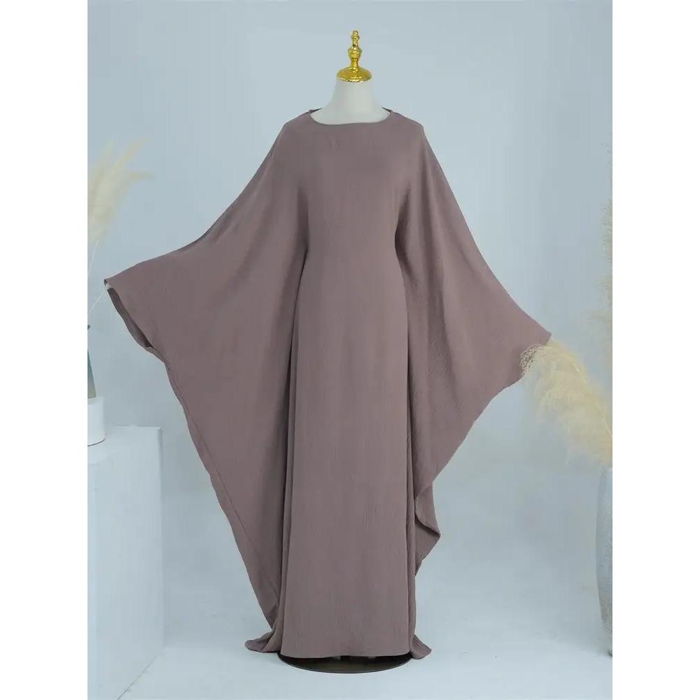 Ramadan Eid Weiche Crepe Khimar Batwing Abaya Dubai Islam Muslim Modest Afrikanische Kleider für Frauen Kaftan Kebaya Robe Femme Musulma Size one