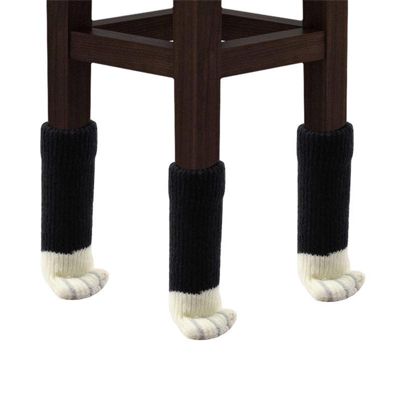 4 Stück Katzenpfoten-Möbel-Stuhl-Bein-Abdeckungs-Pad, Stuhl-Fuß-Ärmel, Boden-Strick-Socke, Tisch-Füße-Matte 4Pcs schwarz
