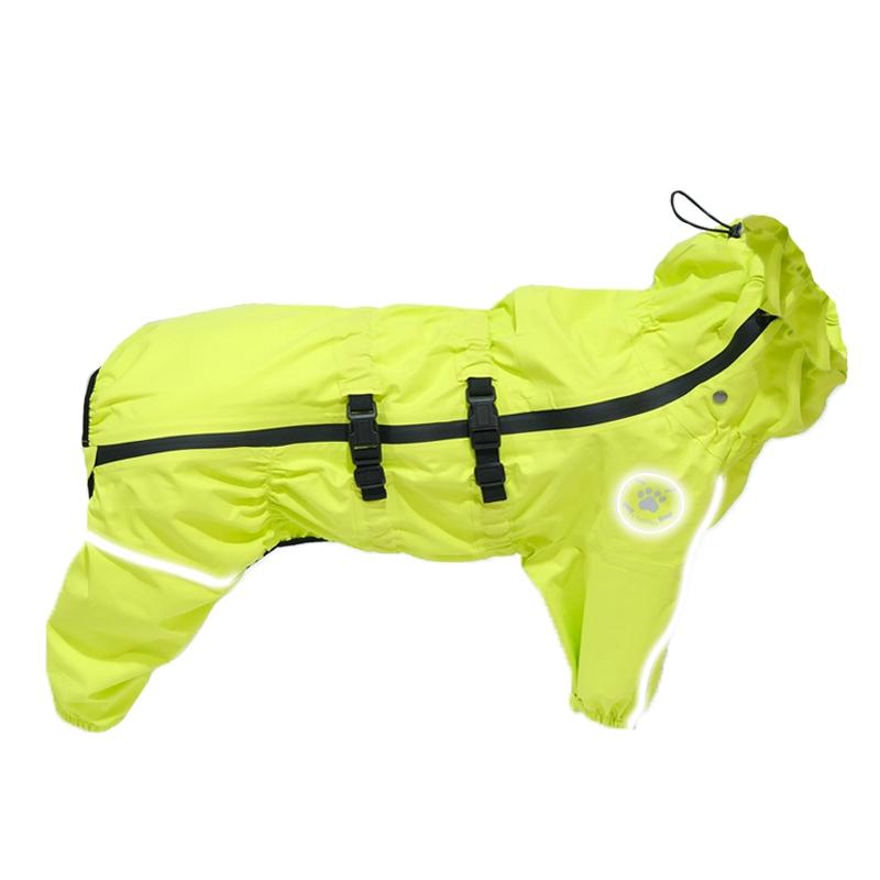 Wasserdichte Haustier-Hundejacke Reflektierender Regenmantel für Hunde Rot Hunde-Overalls und Strampler Herbst Winter Hunde-Regenmantel für große Hunde (Fluorescent yellow,M) fluoreszierende gelbe