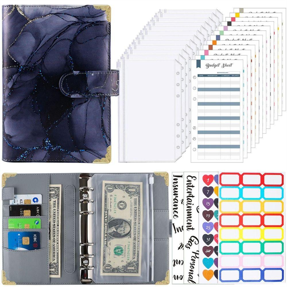 Taschen Bargeld Umschläge Bill Organizer Binder Notebook A6 Notebook Budget Binder Planer Binder Blue gray set