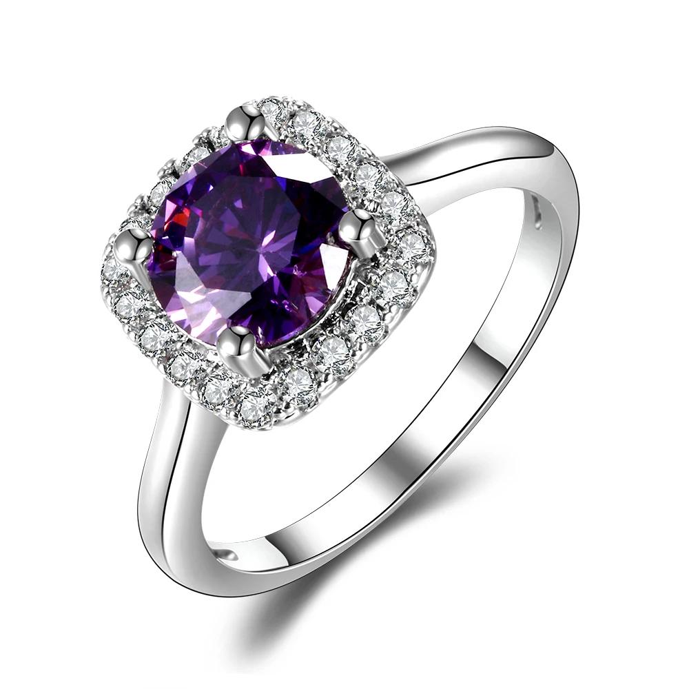 Trendiger violetter Amethyst-Ring 8MM Funkelndes Kupferband Hochwertiger Luxusschmuck Hochzeits-Verlobungsringe für Damen 6