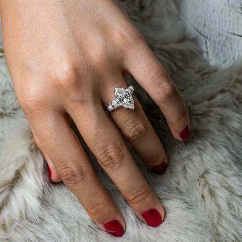 Huitan Mode Markise Zirkonia Damenringe für Verlobung Hochzeit Ewigkeit Damenringe Temperament Elegant Dame Schmuck 10 black
