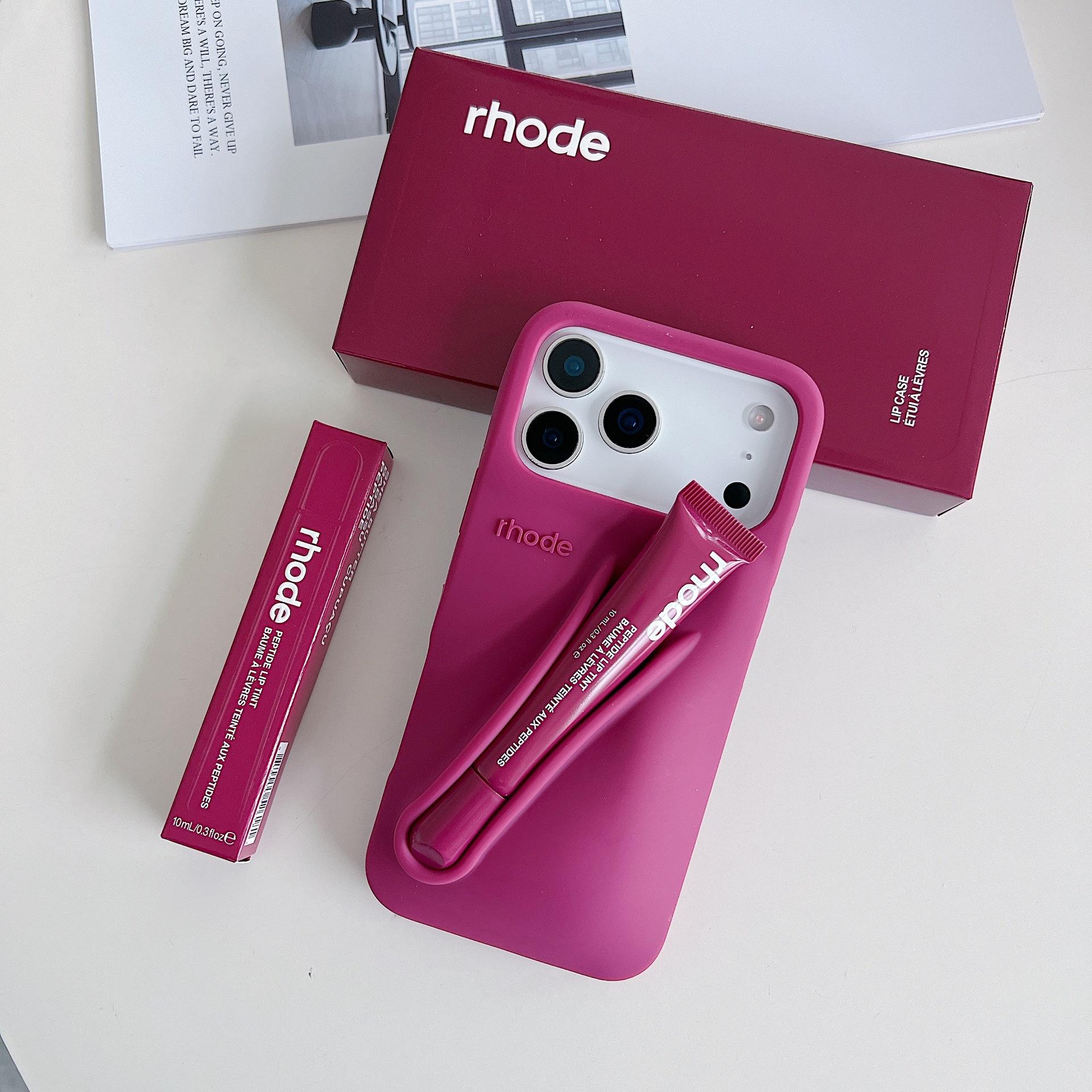 Lippenstift-inspirierte Handyhülle für Apple-Geräte Stoßfeste Weichhülle aus Silikon mit 3D-Design Tragen Sie Ihren Lippenstift 17air himbeer rosa