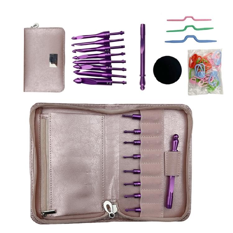 Ergonomischer Häkelnadel-Set mit 8 austauschbaren Spitzen Aluminium Häkelnadel 3,0 mm - 7,0 mm für Stricken Häkeln Handwerk 1