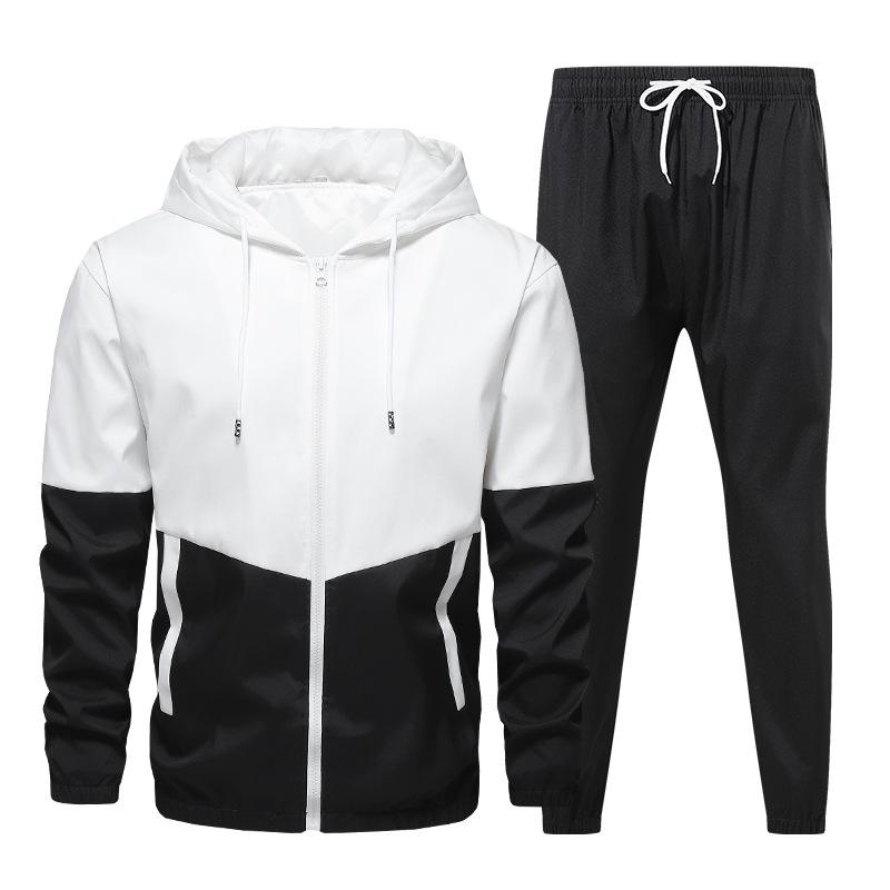 Frühling Herbst Herren Trainingsanzug Lässiges Set Herren Jogginghosen Kapuzenpullover Sportbekleidung Jacken Hosen 2-teilige Sets Hip Hop Lauf Sportanzug XXL schwarz