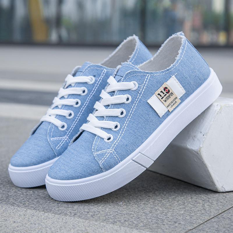 Leinwand Schuhe Weibliche Koreanische Version Alle-spiel Flache Schuhe Sommer Dünne Abschnitt Einzelnen Schuhe Weibliche Studenten Ins Trendy Board schuhe 40 blau