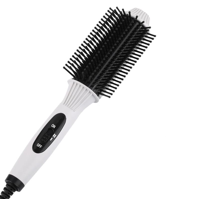 Elektrischer Heizkamm, Haarglätter, Lockenwickler, professioneller Salon, ein Schritt zum Trocknen und Nass, zwei mit einer Haartrocknerbürste EU weiß