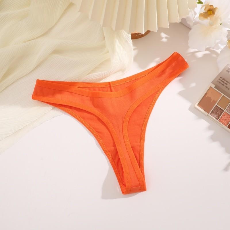 FINETOO Damen Tanga Weiche Baumwolle G-String Dessous Sexy Low Rise T-Back Unterwäsche S-XL Bequeme Panty Mädchen M orange