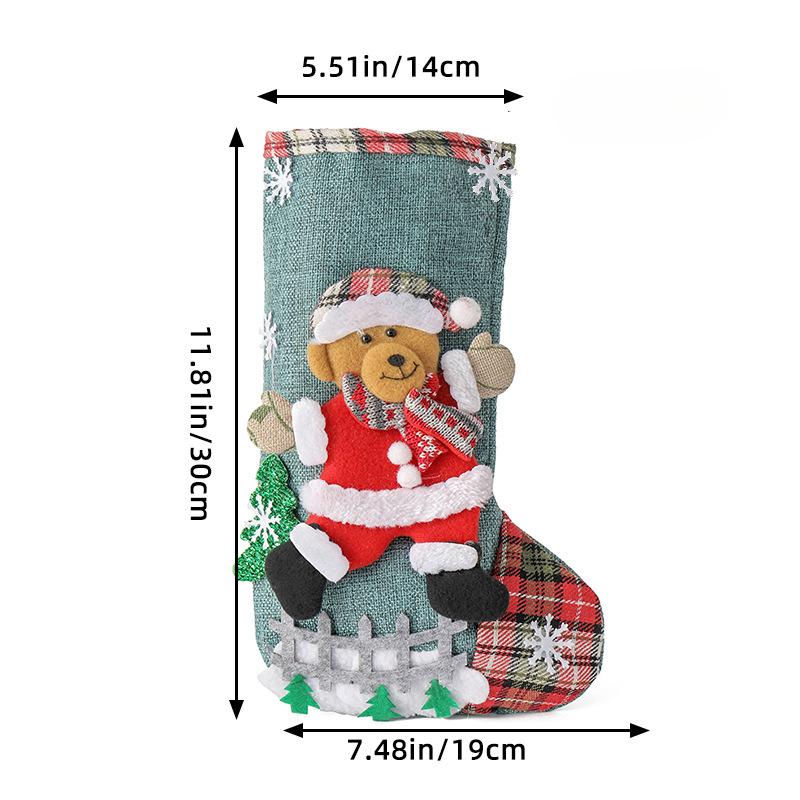Weihnachtssocken Große Zaun Dekorationen Leinen Süßigkeiten Geschenktüten Weihnachtsbäume Heimdekorationen Feiertagspartys Lustige Dekorationen