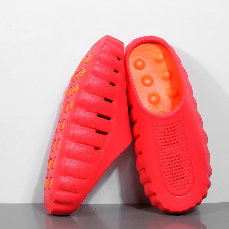 Sommer Männer Sandalen Strand Hausschuhe Mode Outdoor Hausschuhe Casual Strand Wasser Sport Schuhe Atmungsaktive Hohl Flip-Flops Günstige Männliche Aqua Sneaker 36/37 rot