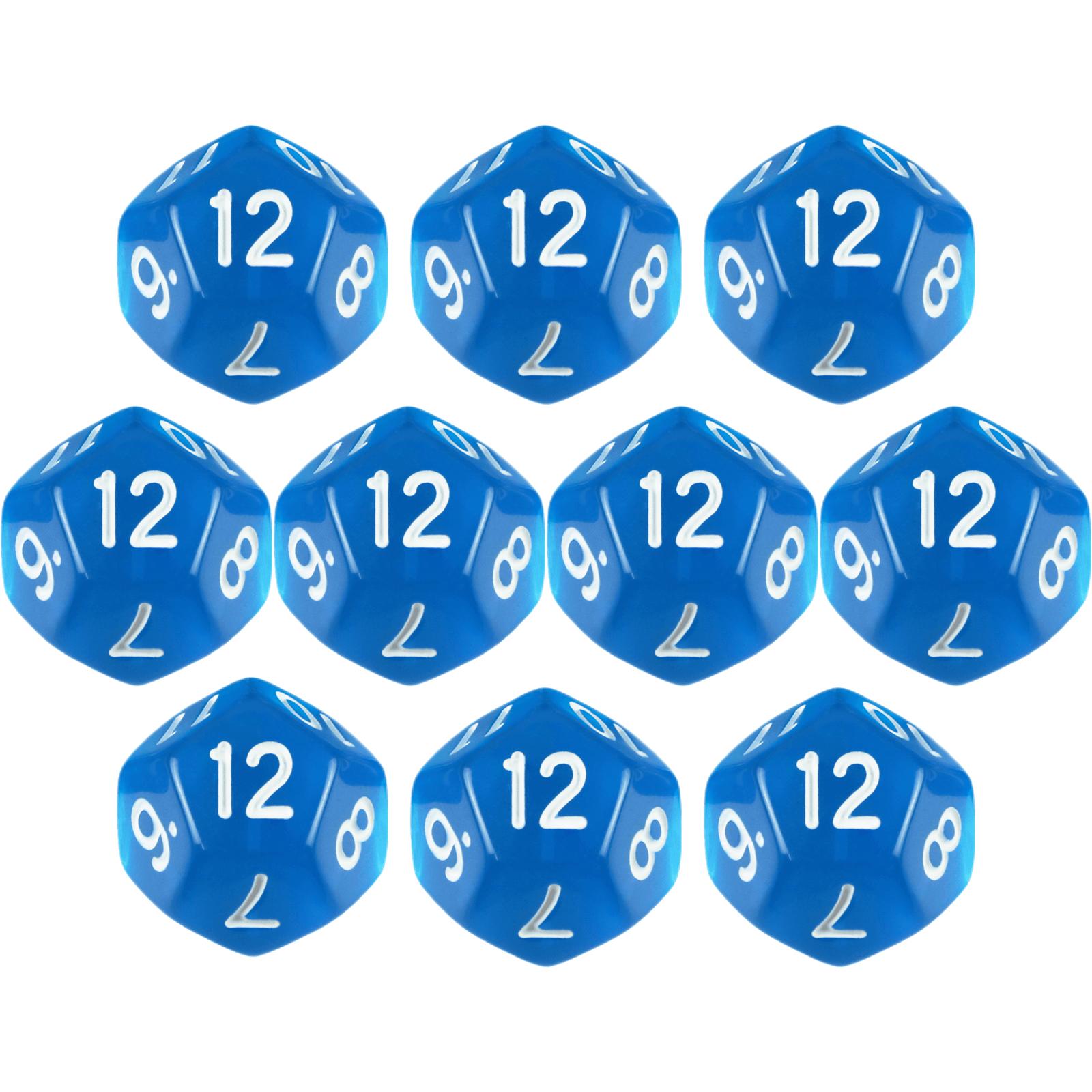 Premium DND Würfelset D12 für Brettspiele und RPG mit lebendigen Farben, 10 Stück 12-seitige Unterhaltungs-Tischspielwürfel blau