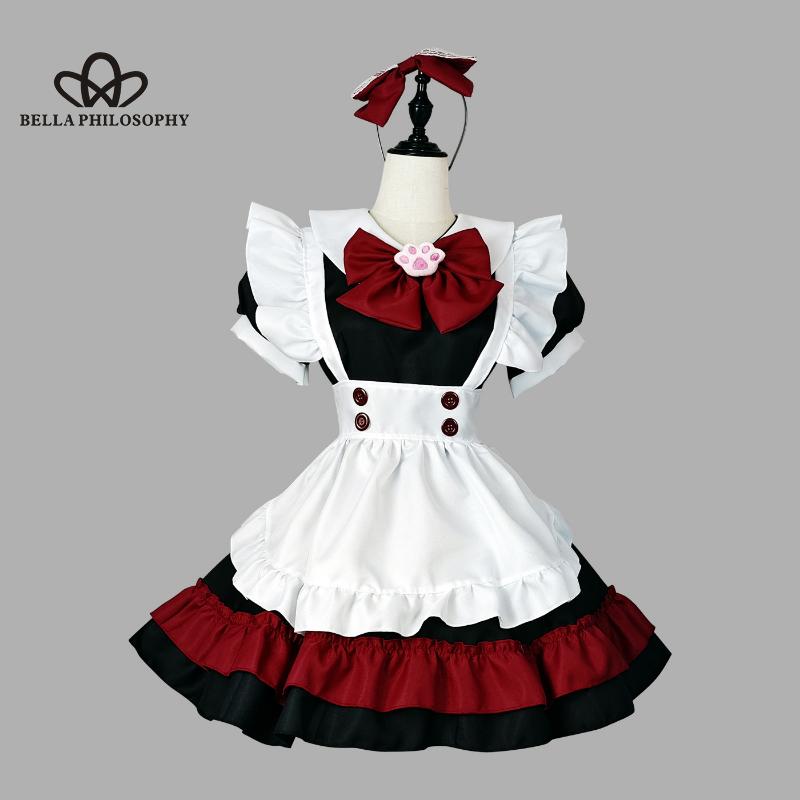 S-5XL Plus Size Maid Super süße große Schleife Lolita Kleid rosa blau süßes Kleid Frau Mode Casual Lolita Party Kleid Cosplay süßes Kleid 5XL rot/schwarz