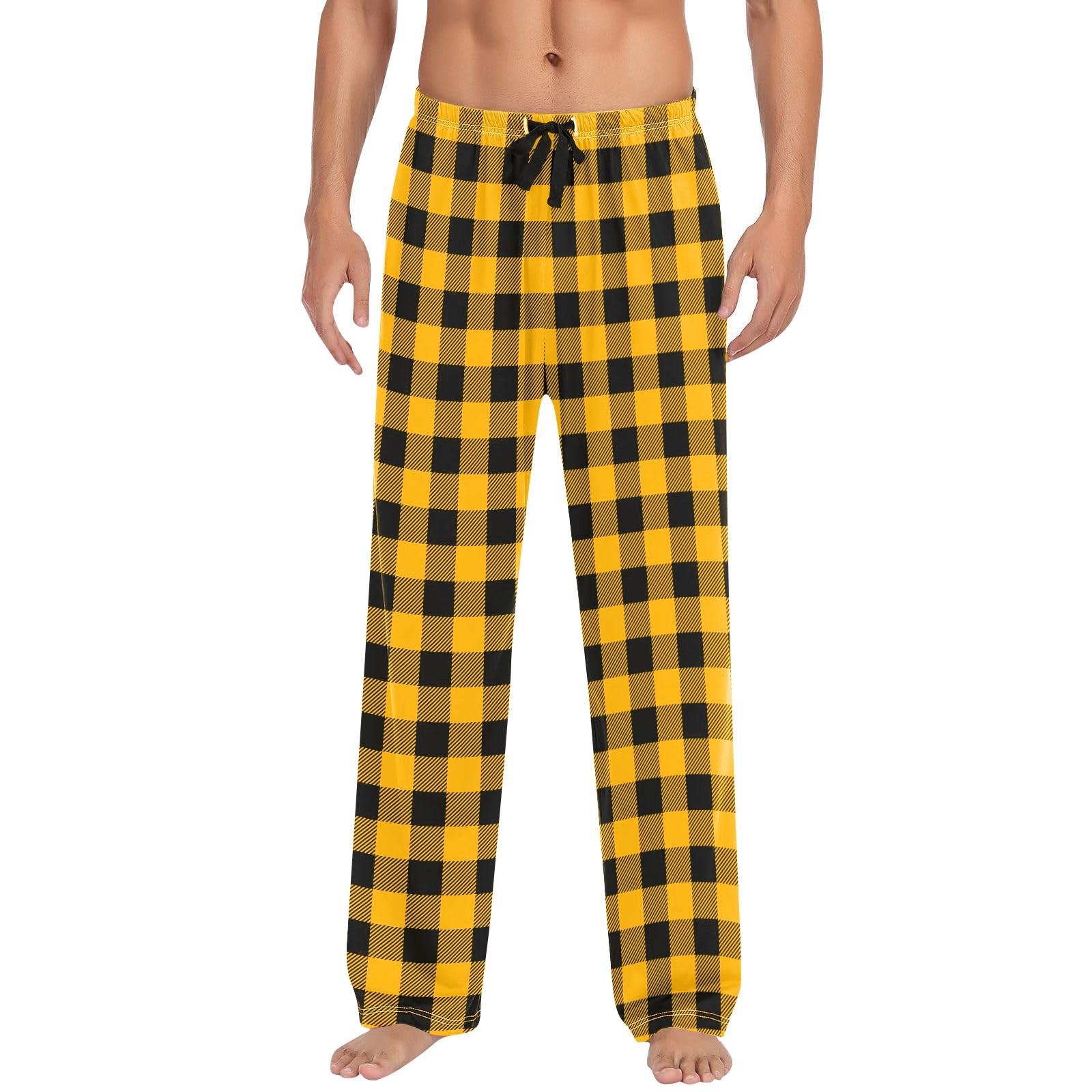Männer Herbst Winter Soild Farbe Und Plaid Hosen Volle Länge Lange Hosen Sport Hosen Pyjama Hosen XXXL gold
