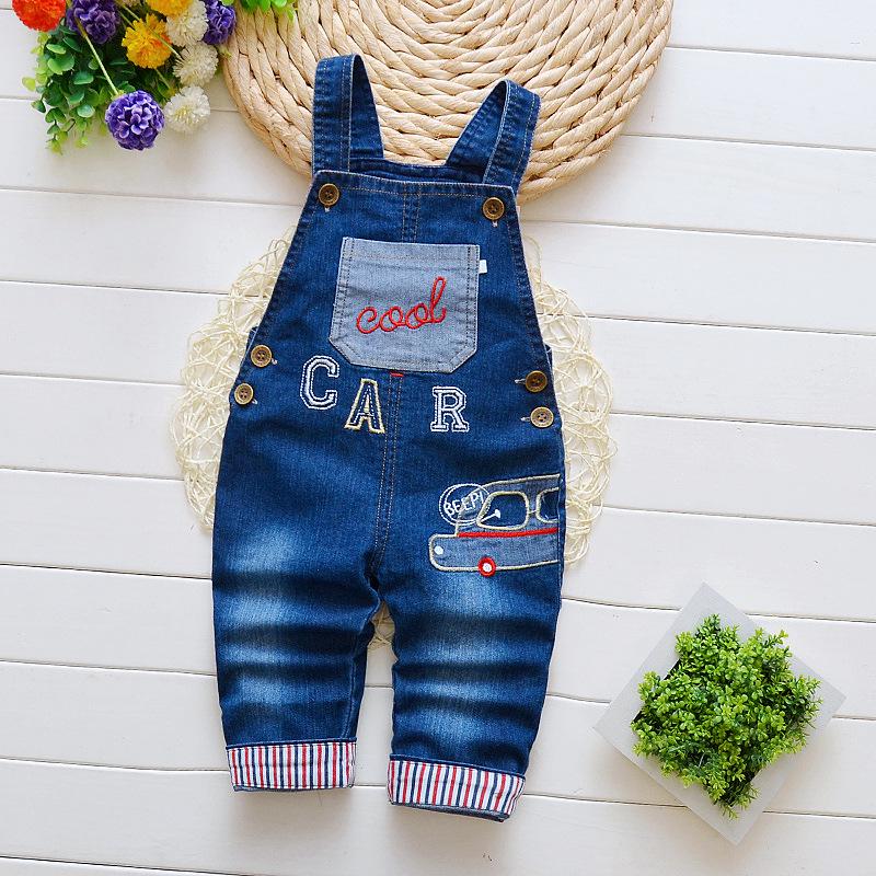 Kindermode Baby Jungen Mädchen Kleidung Denim Baumwolle Jeans Overalls Strampler Freizeithosen 110 rot/blau