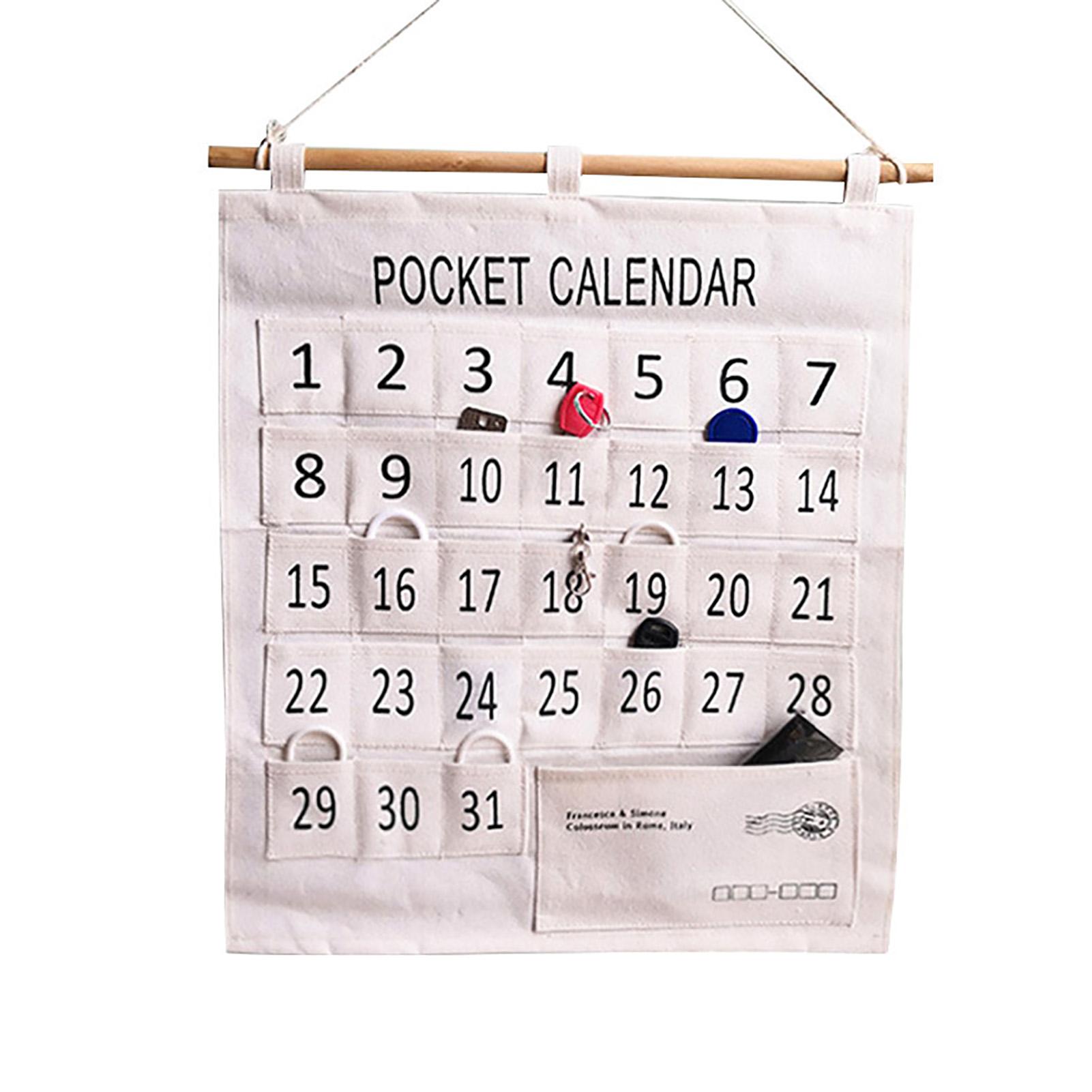 Nummerierter Kalender Taschendiagramm Baumwolle und Leinen Morgen Check Klassenzimmer Taschendiagramm Kalender Wand