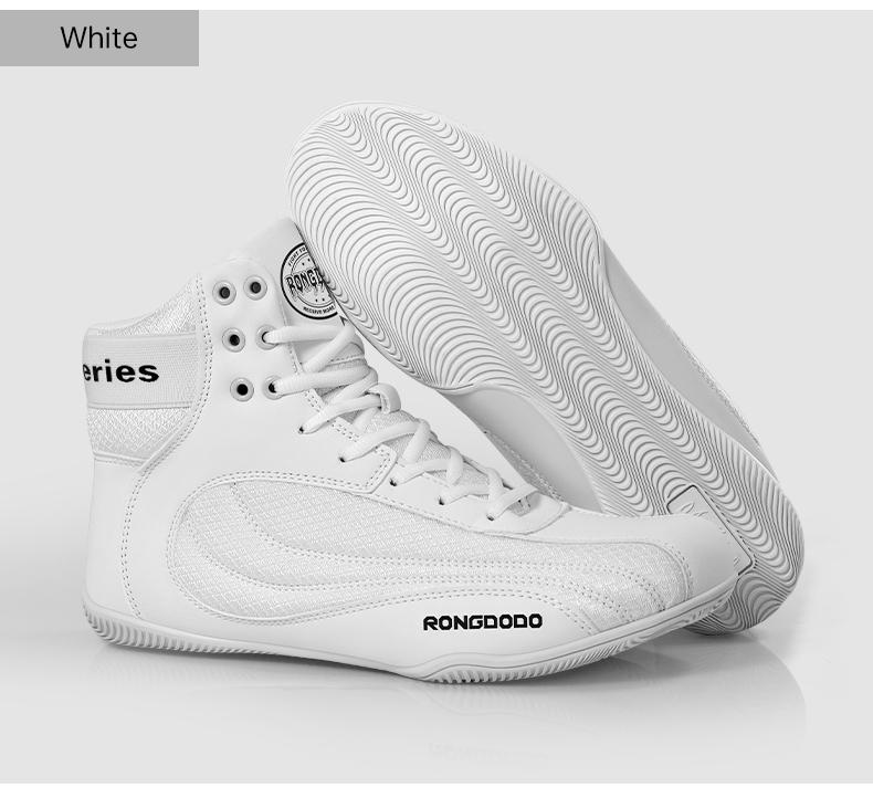 Neue Boxschuhe Kampf Training Kampfsport Fitness Übung Sanda Schuhe High Top Stoßdämpfend Wrestling Schuhe 45 weiß