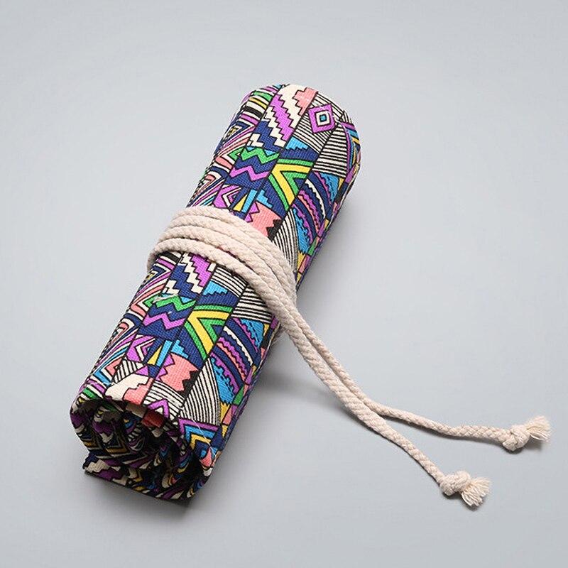 48 Löcher Canvas Roll Up Federmäppchen Schulbedarf Pinsel Stift Tasche Niedliche Federmäppchen Schreibwaren gray