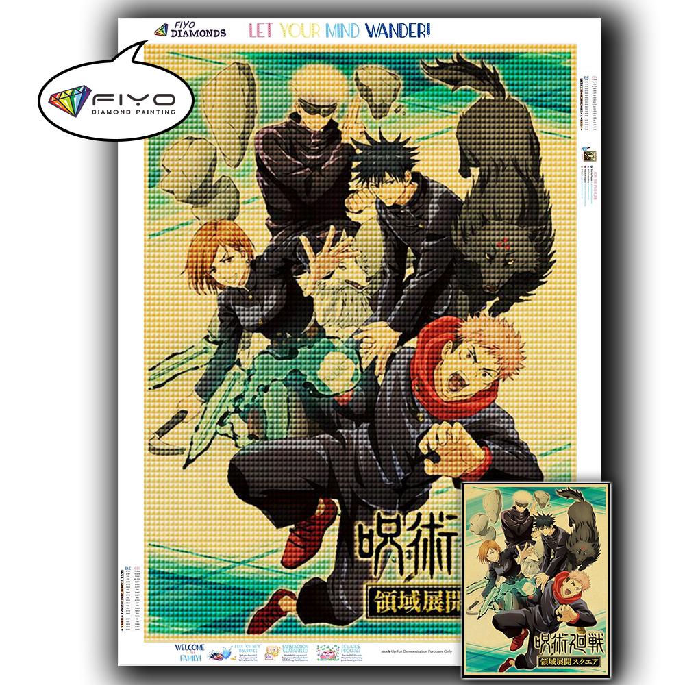 5D DIY Diamant Stickerei Anime Jujutsu Kaisen Bild von Strass Diamant Malerei Papier Vintage Poster Diamant Mosaik Handarbeiten Home Decor Full Round 20X30CM