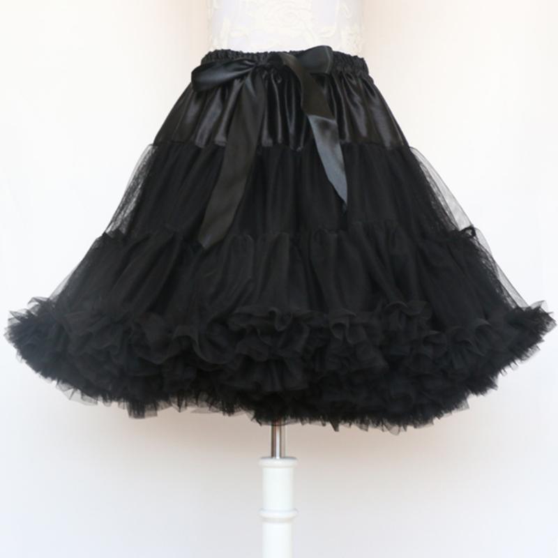 Frauen Petticoat Lolita Tutu Rock Unterrock kurze Krinoline Cosplay Kawaii süße schwarz