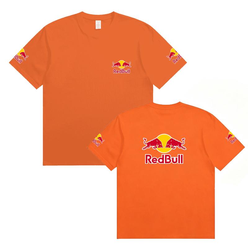 Unisex Red Bull Motocross Print T-Shirt Herren Damen Sommer O-Ausschnitt Kurzarm Lässig Rennsport Oberteile 2XL red