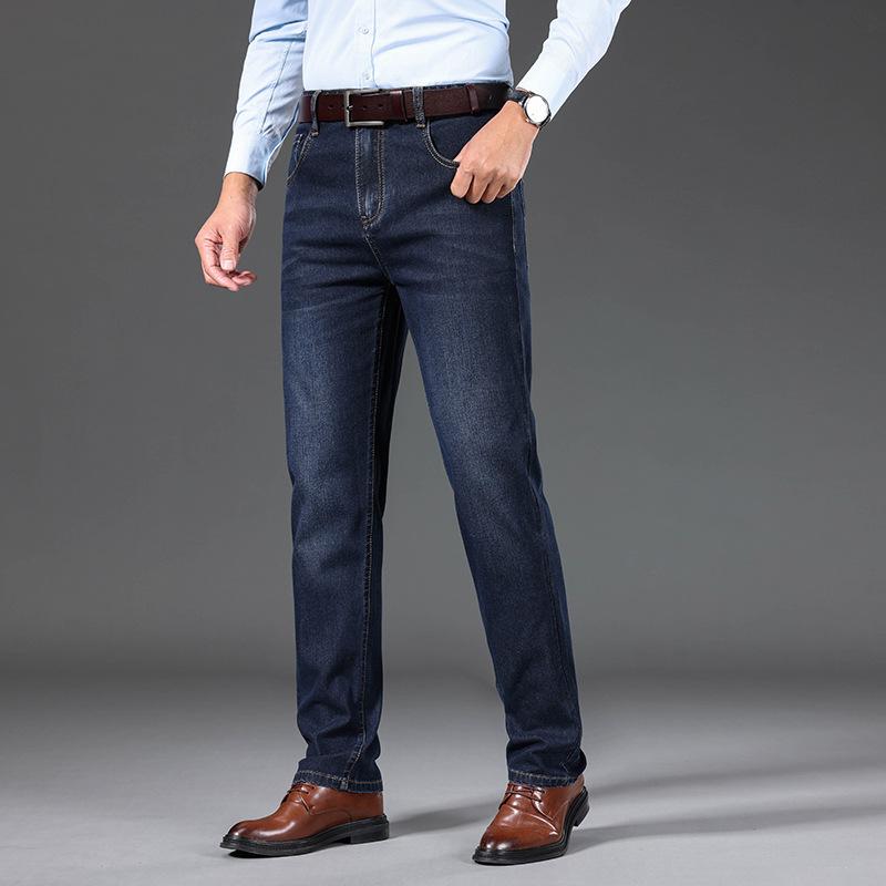 Ausgestellte Herren-Jeans mit Boot-Cut-Bein und ausgestelltem Bein, klassische Designer-Denim-Jeans mit hoher Taille, Stretch, lockerer, ausgestellter Denim, dunkelblaue Jeans 35 dunkelblaue