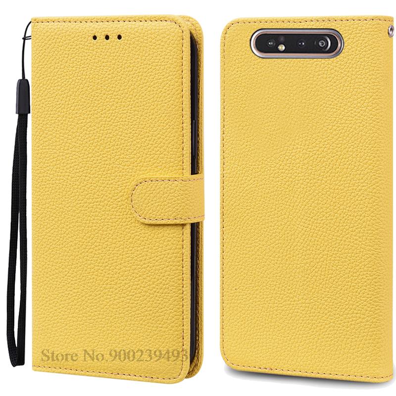 Für Samsung Galaxy A80 Hülle Leder Brieftasche Flip Case Für Samsung A80 SM-A805F Telefonhülle Kartenhalter Abdeckung Für Galaxy A80 Fundas For Samsung A80 gelb