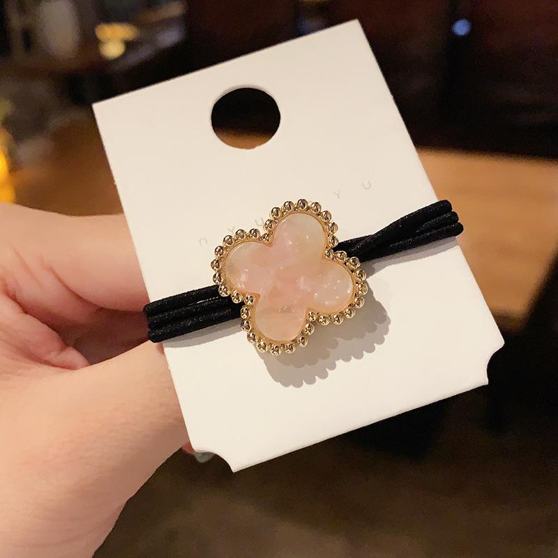 Mode Kopfbedeckung Einfache Haar Seil Temperament Haar Ring Weibliche Haar Zubehör Klee Vintage Koreanische Kopf Seil Zubehör rosa