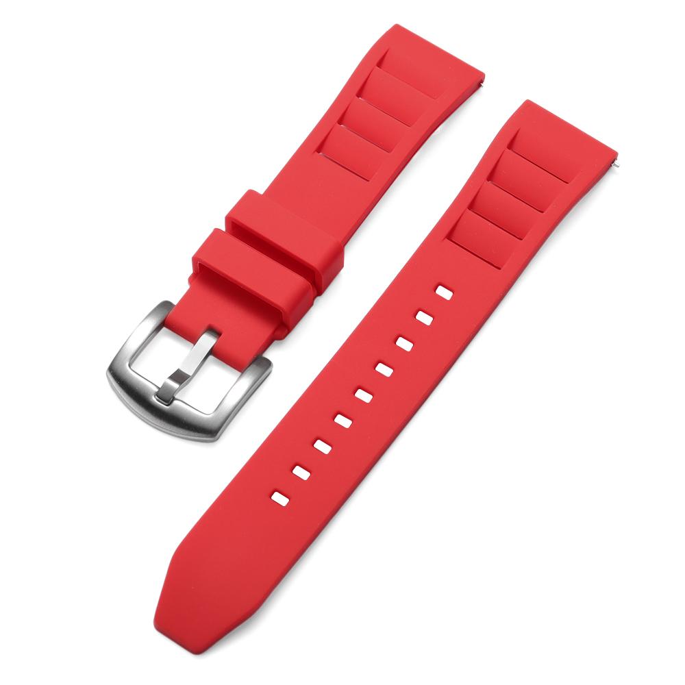 Weiches Silikon Uhrenarmband Schnellverschluss 20mm 22mm Uhrenarmbänder Sport Wasserdicht Armband für Richard Mille Tauchen Gummiarmband Gürtel 20mm rot