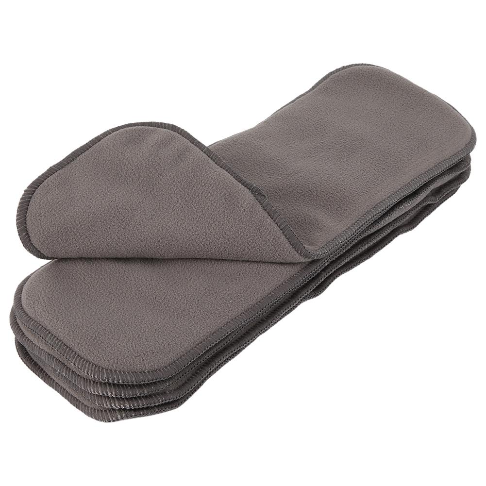 5 Stück Baby Weiche Windeleinlagen Einlage Wiederverwendbar Waschbar 4 Lagen Windeln Bambuskohle Grau