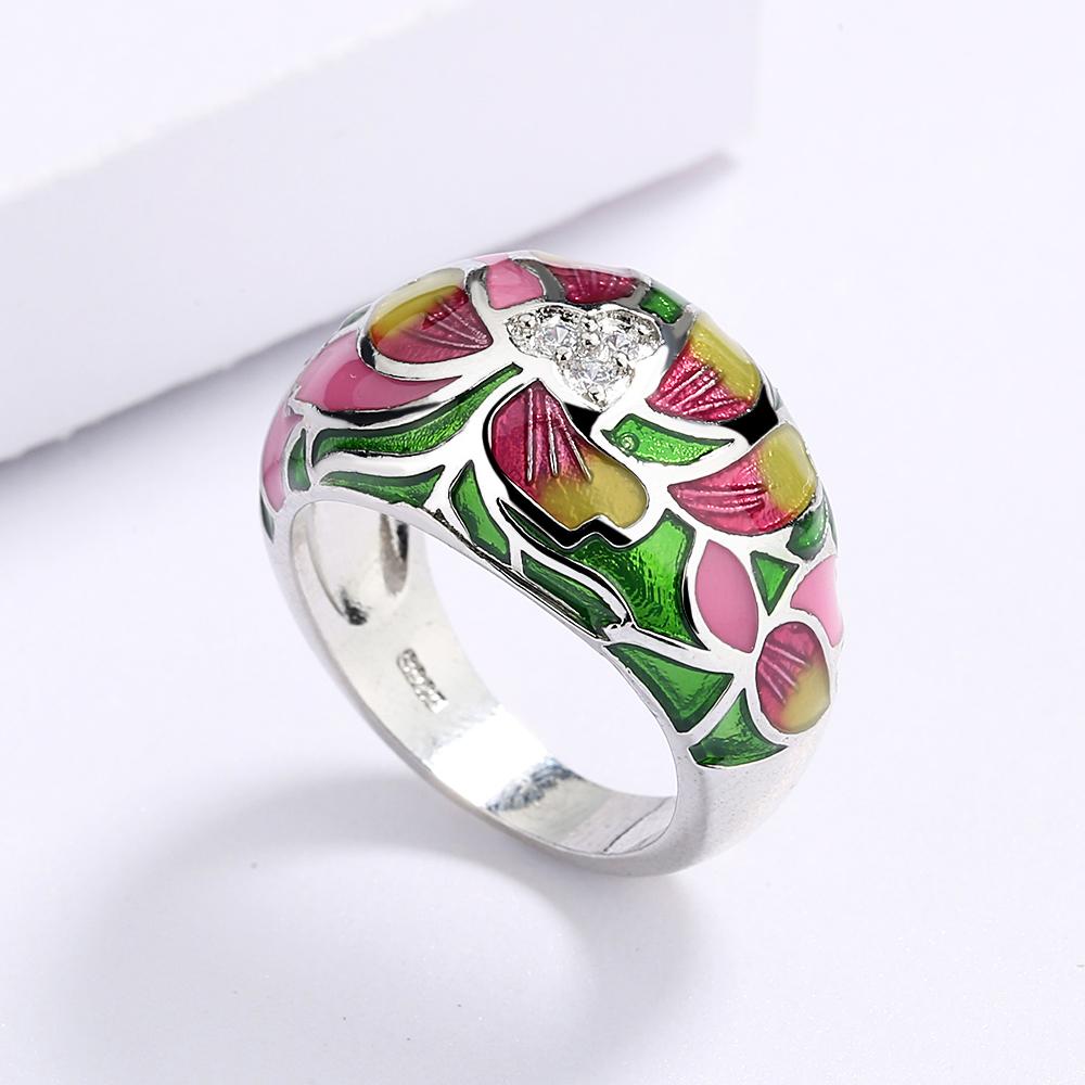 Hochwertiger, farbenfroher, weißer Zirkonia-Ring aus 925er Sterlingsilber mit Blumenmuster – das perfekte Schmuckstück für Damen, ideal als Geschenk zum Geburtstag, zur Verlobung oder als besonderes Geschenk. 10