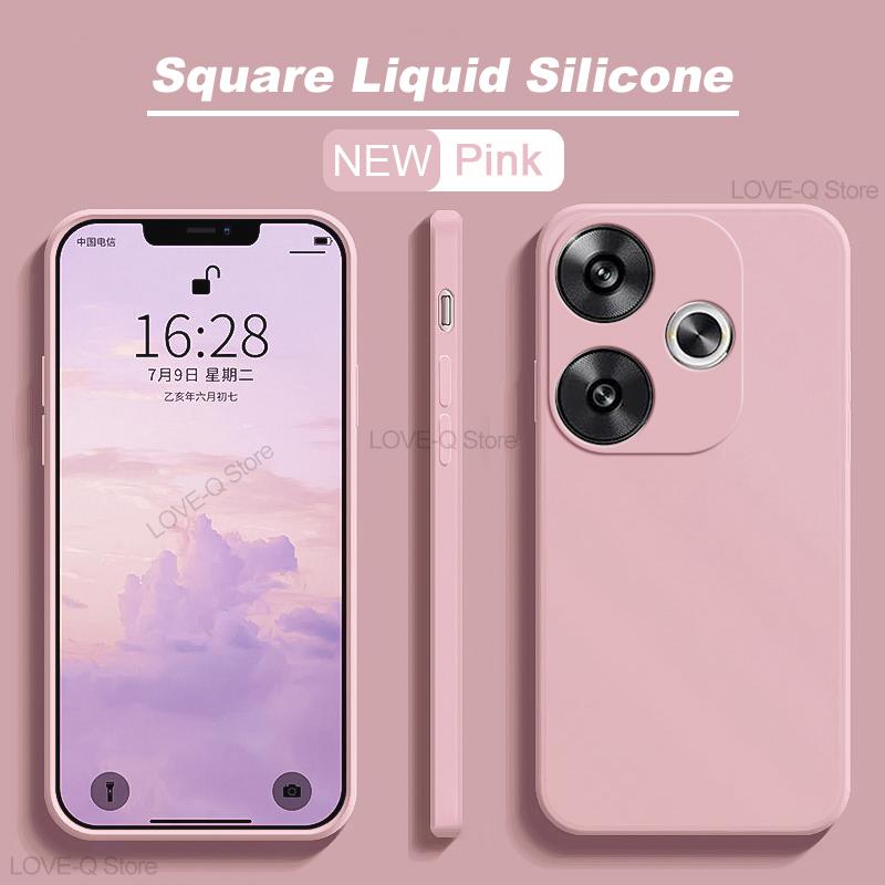 Für Poco F6 F 6 PocoF6 Hülle Flüssigsilikon Weiche Abdeckung Für Xiaomi Poco F6 Poco F 6 Pro F6Pro PocoF6 Stoßfeste Handyhüllen For Poco F6 rosa