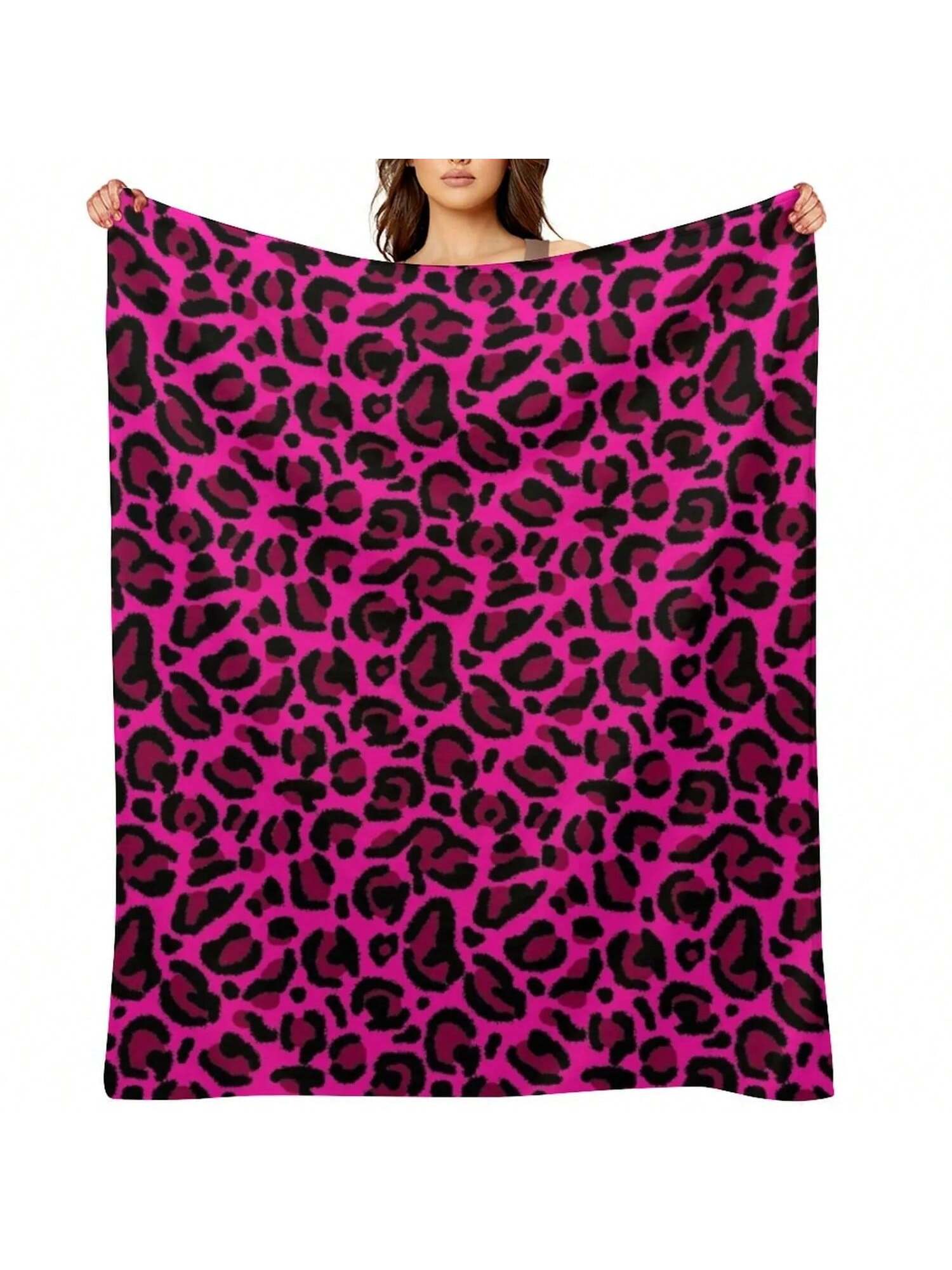 Knallpink Y2K Ästhetik Leopardenmuster Überwurfdecke Halloween Weihnachtsgeschenke Sofas Riesige Sofadecken 100X130CM graue