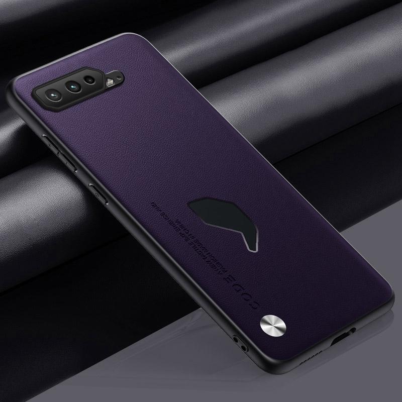 Luxus PU Lederhülle für Asus ROG Phone 5 S 5S Rückseite Matte Silikon Vollschutz Handyhülle für Asus ROG Phone5 S 5G For ROG Phone 5 violett