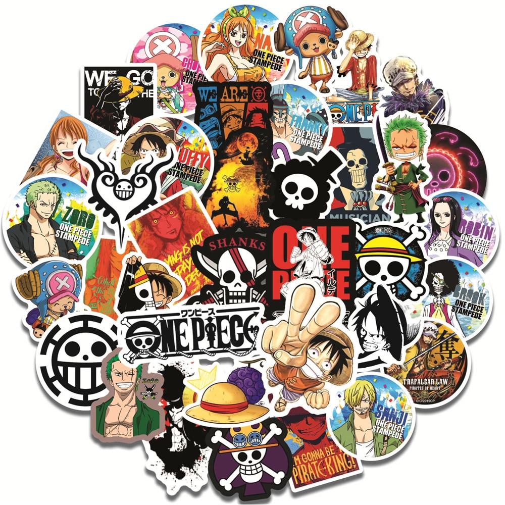 50 Teile/satz One Piece Anime Aufkleber DIY Telefon Snowboard Laptop Gepäck Kühlschrank Gitarre Graffiti Cartoon Aufkleber Aufkleber für Kind