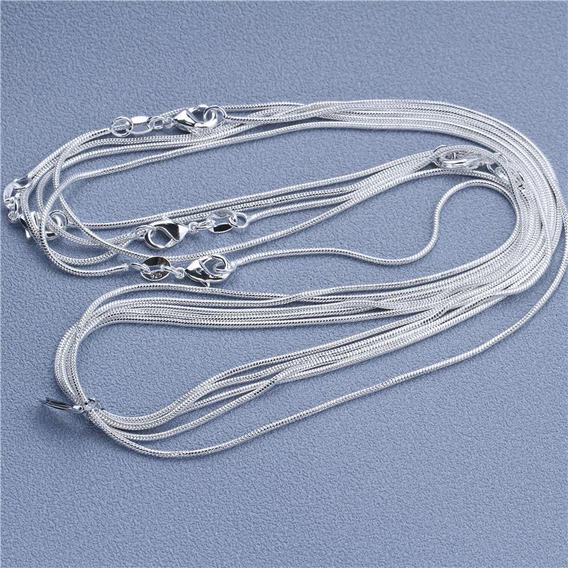 1 Stück 925 Sterlingsilber 16-30 Zoll Rolo-Perlen Figaro-Kette Halskette für Männer Frauen 9 Designs Modeschmuck 22 inch (55cm)