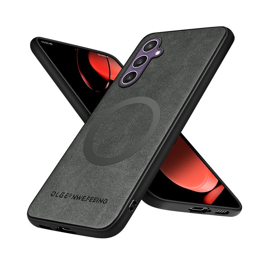 Fuax Leder für Magsafe Wireless Charging Telefon Fall für Samsung Galaxy S25 Plus S23 S24 FE S22 S21 S20 Hinweis 10 20 Ultra Abdeckung For Samsung Galaxy S24