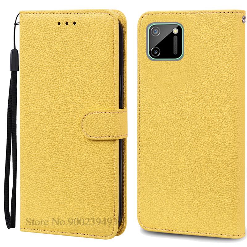 Für Realme C11 Hülle Realme C11 2021 Hülle Leder Brieftasche Klapphülle Für Realme C11 2021 Coque Realme C11 2020 Hülle Coque Fundas Realme C11 2021 gelb