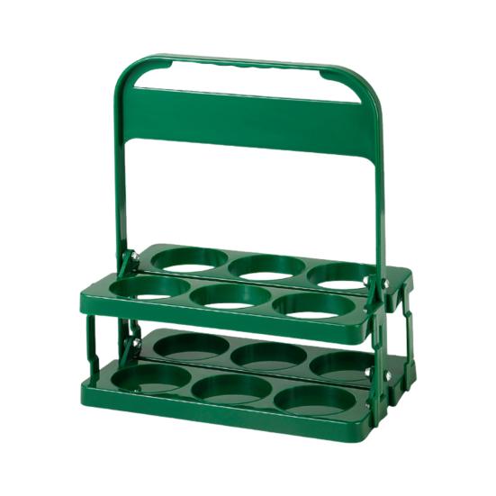 6 Flaschen Weinflaschenträger Kunststoff Getränke Präsentationsständer Faltbarer Getränketräger mit Griff Tragbarer Wein Aufbewahrungskorb für Bar BBQ Picknick grün